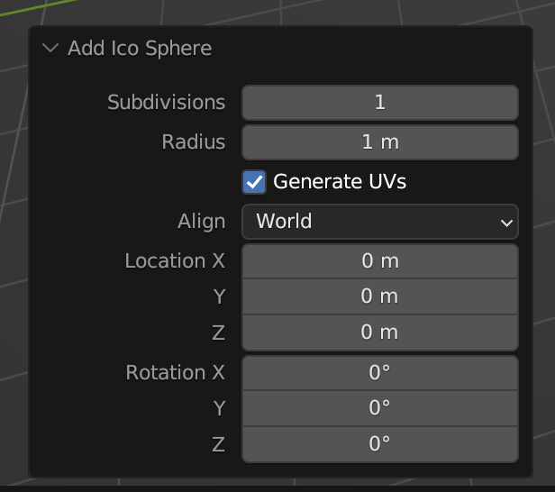 Set Ico Sphere subdivisions